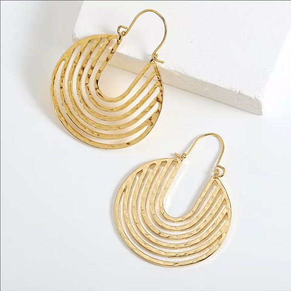 FP Descending Crescent Gold Hoop Earrings - Picture 2 of 5